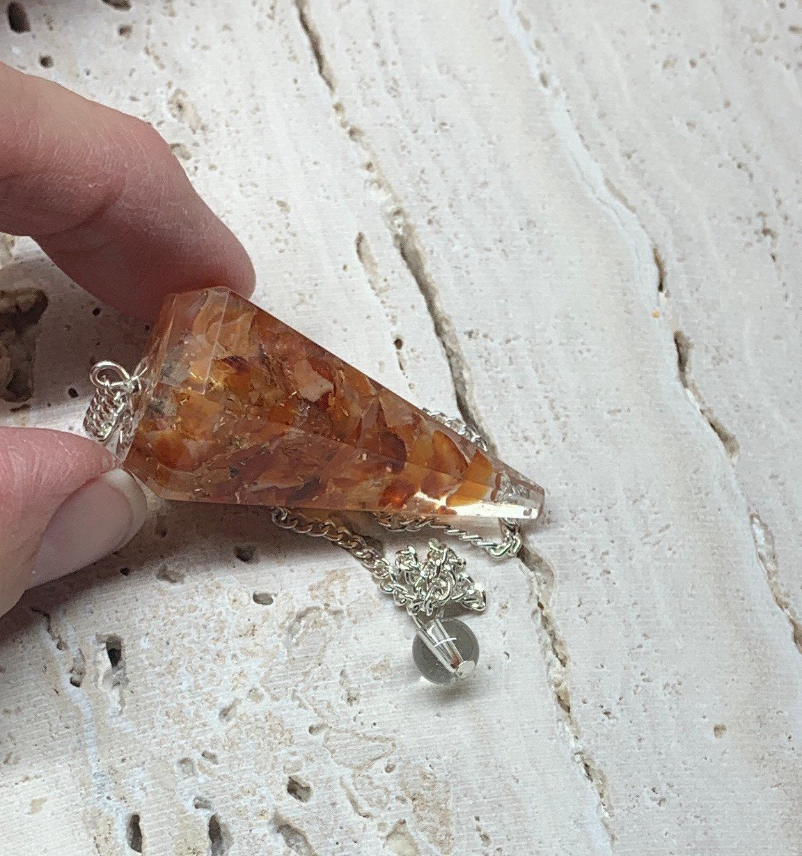 Carnelian Orgonite Pendulum 0952