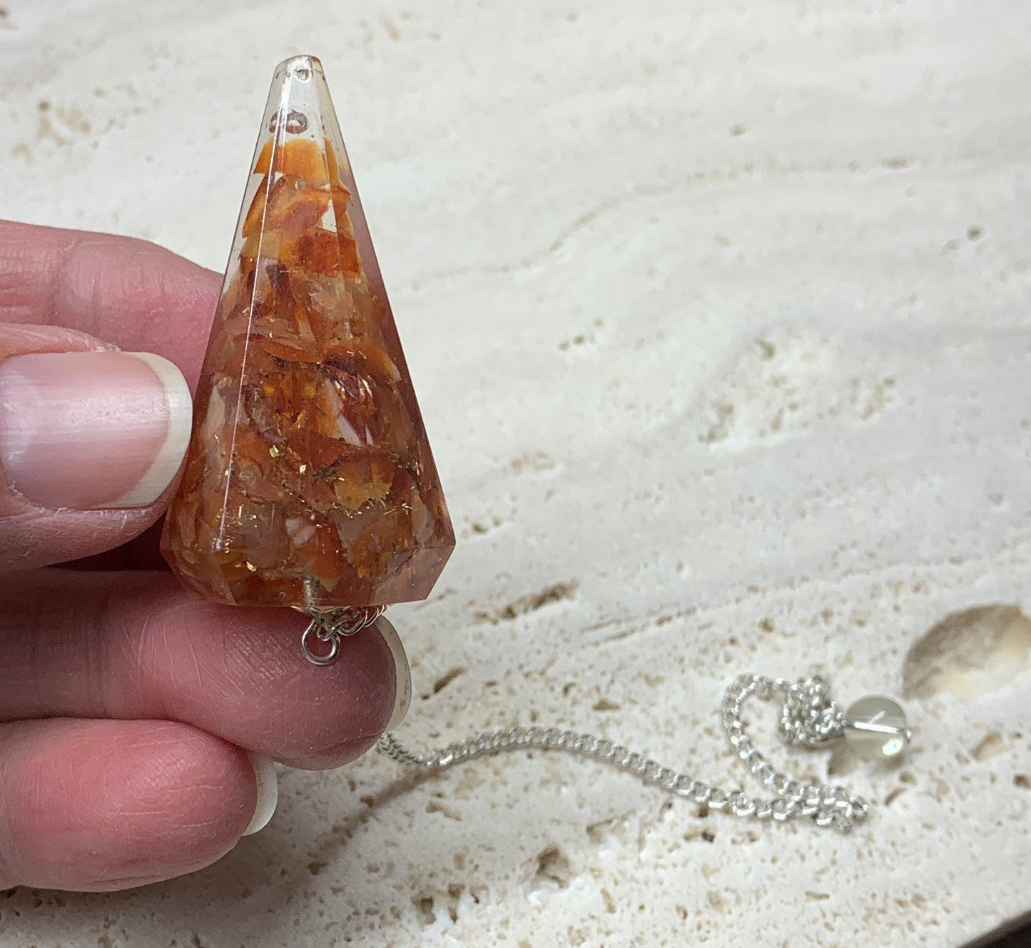 Carnelian Orgonite Pendulum 0952