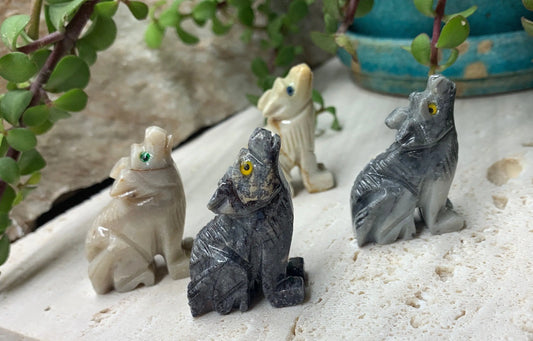 Seated Wolf Carved Soapstone 0821 Shop Wholesale Crystals