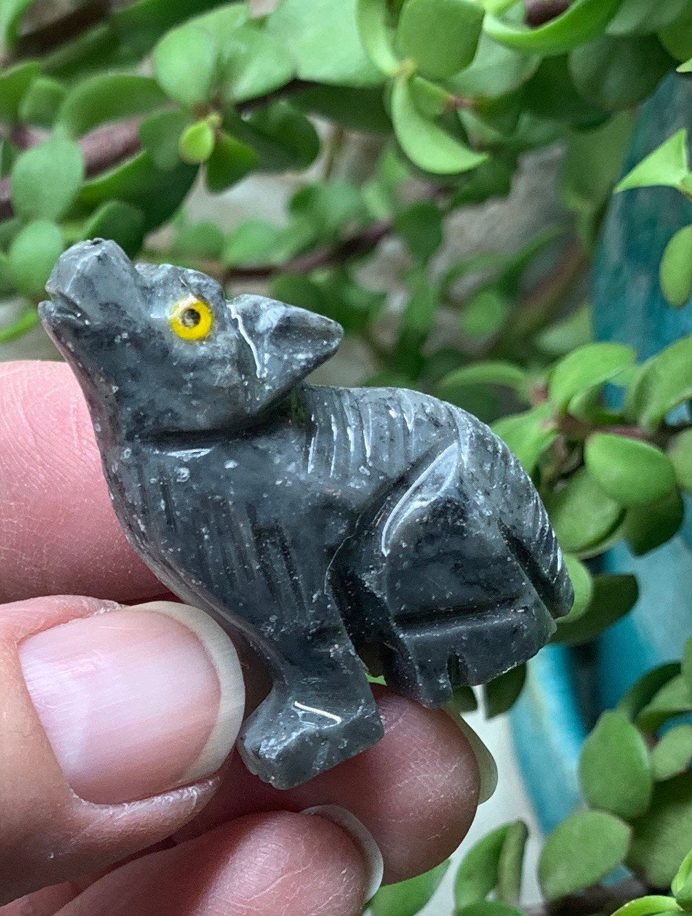 Seated Wolf Carved Soapstone 0821