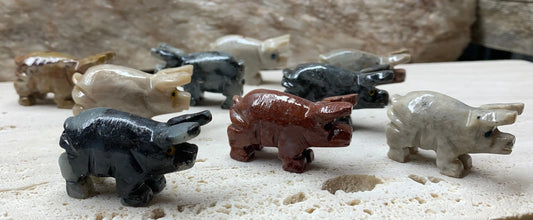 Pig Carved Soapstone (Approx. 1 5/8") 0810 Shop Wholesale Crystals