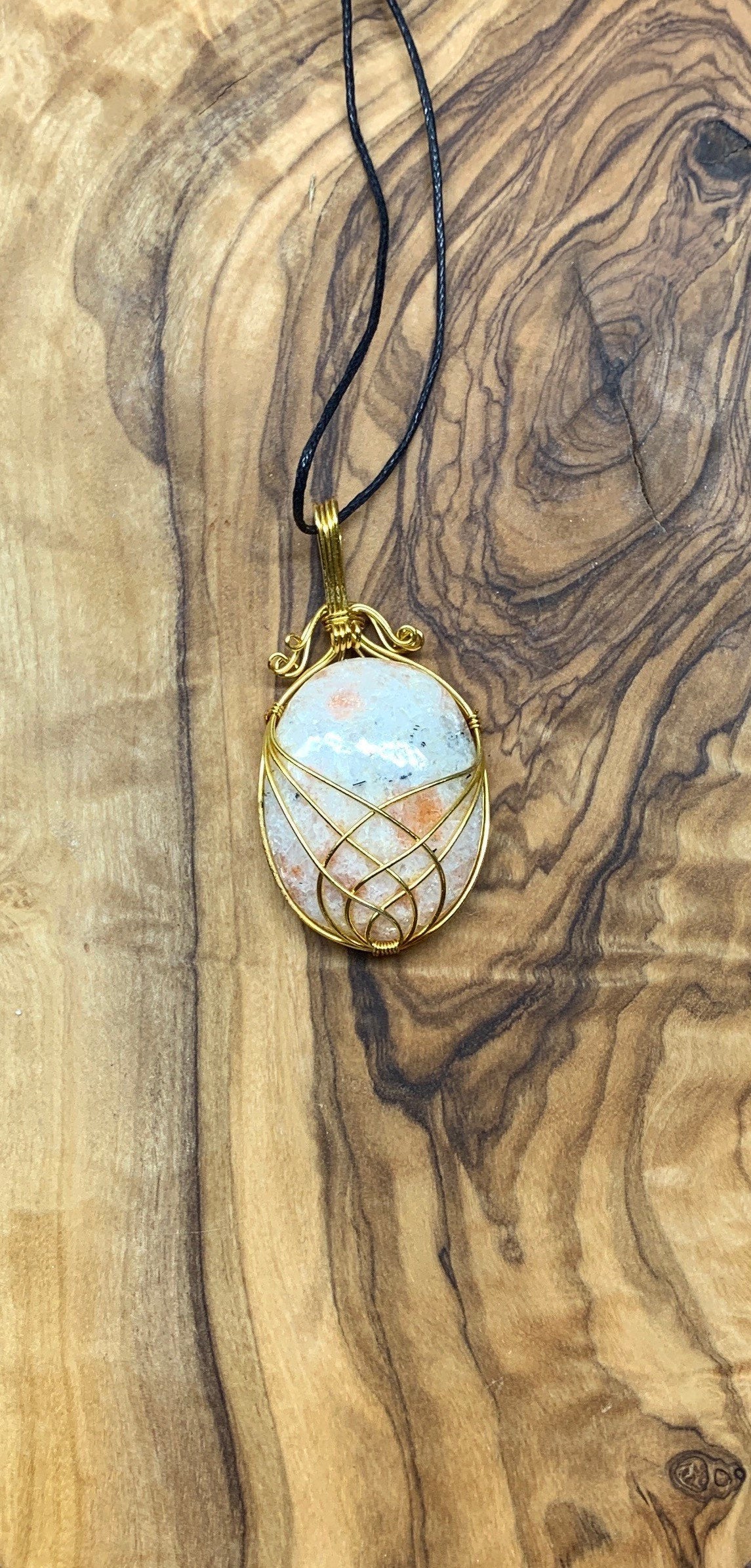 Sunstone Golden Wire Wrapped Necklace NCK-0882