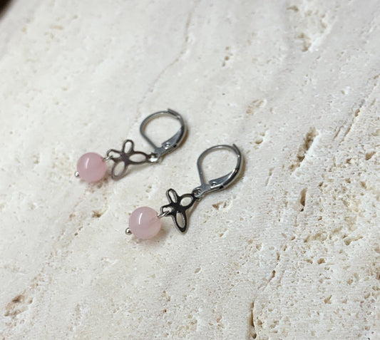 Rose Quartz Butterfly Earrings EAR-0018