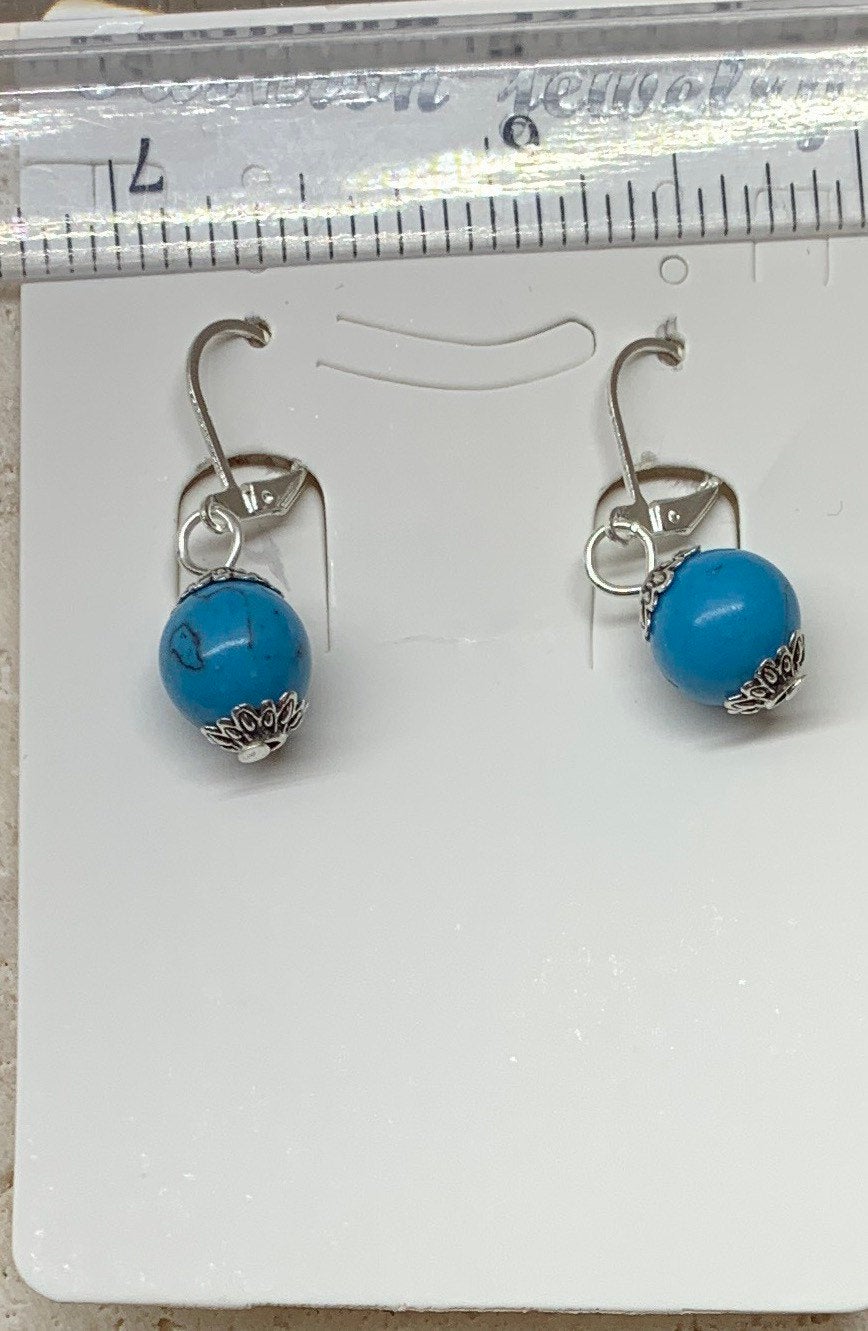 Blue Howlite Dangle Earrings EAR-0017