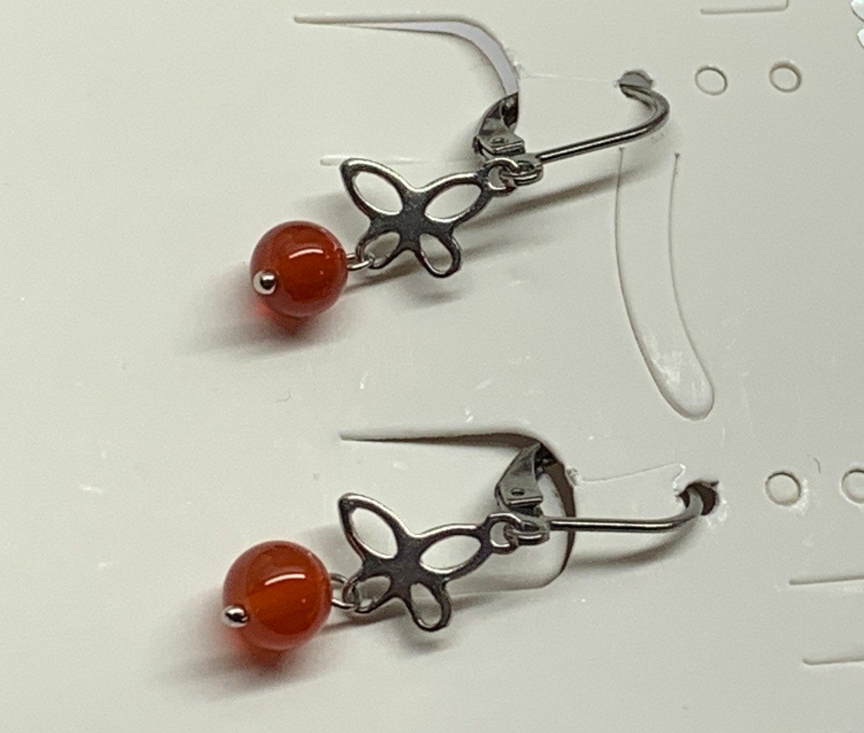 Carnelian Agate Butterfly Earrings EAR-0014