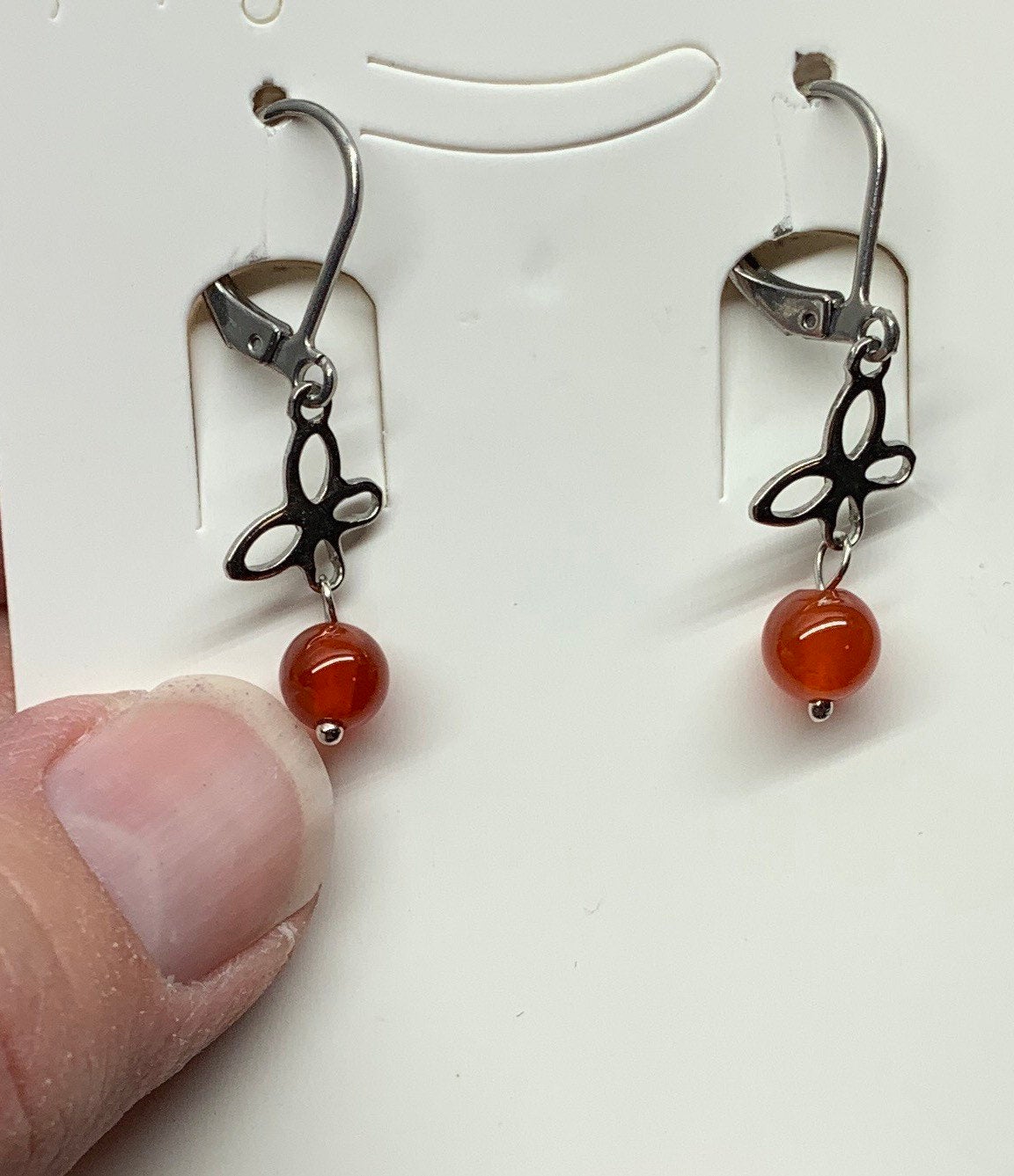 Carnelian Agate Butterfly Earrings EAR-0014