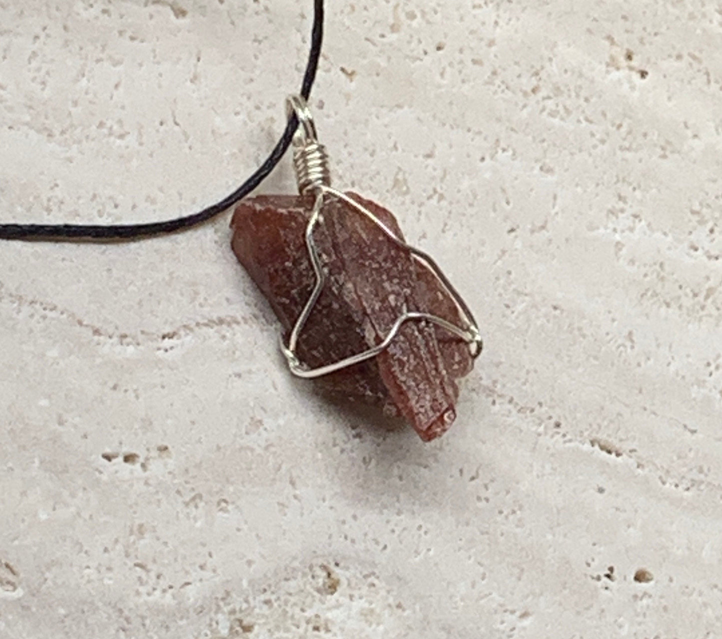 Red Calcite Wire Wrapped Necklace NCK-0757