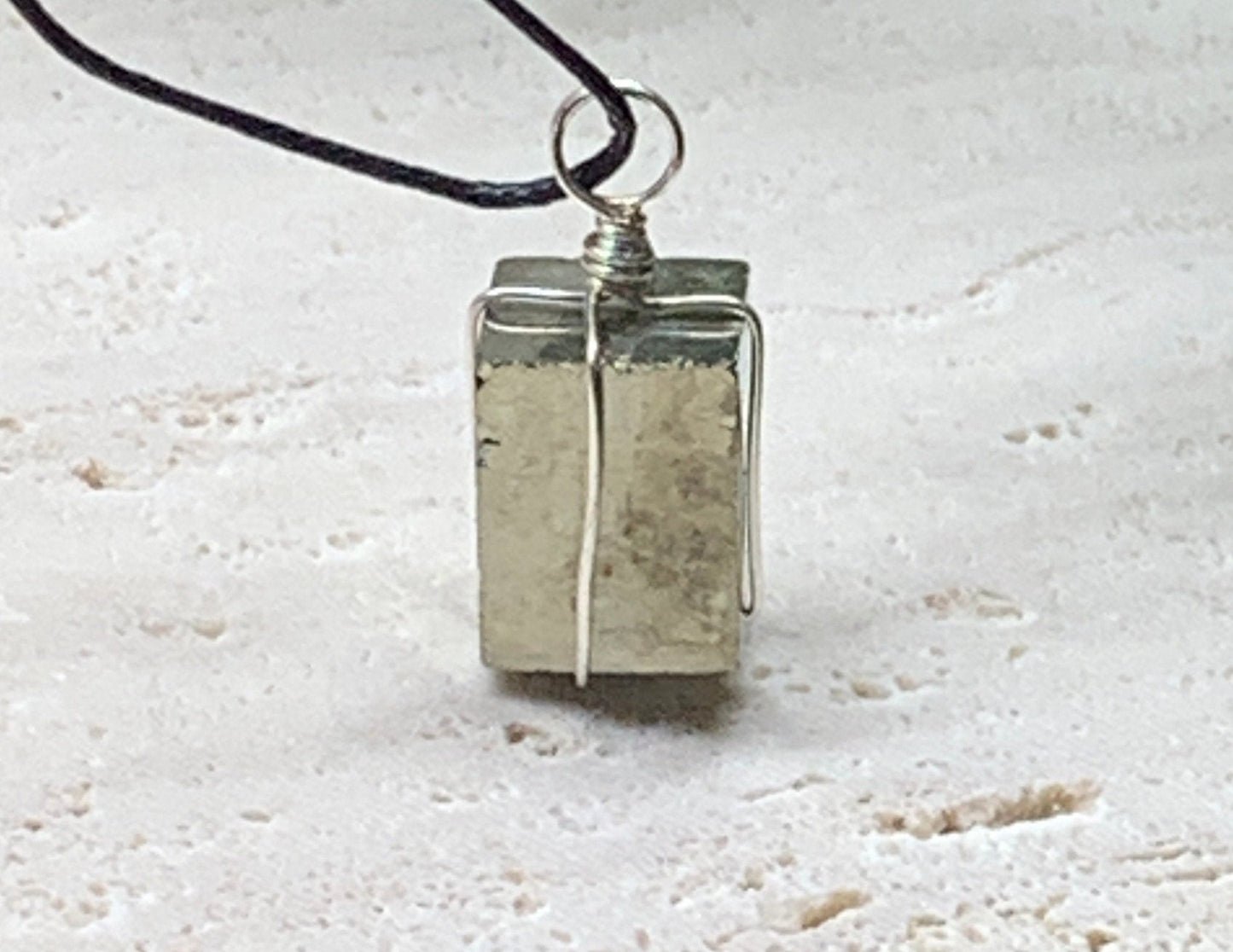 Iron Pyrite Cube Wire Wrapped Necklace NCK-0749