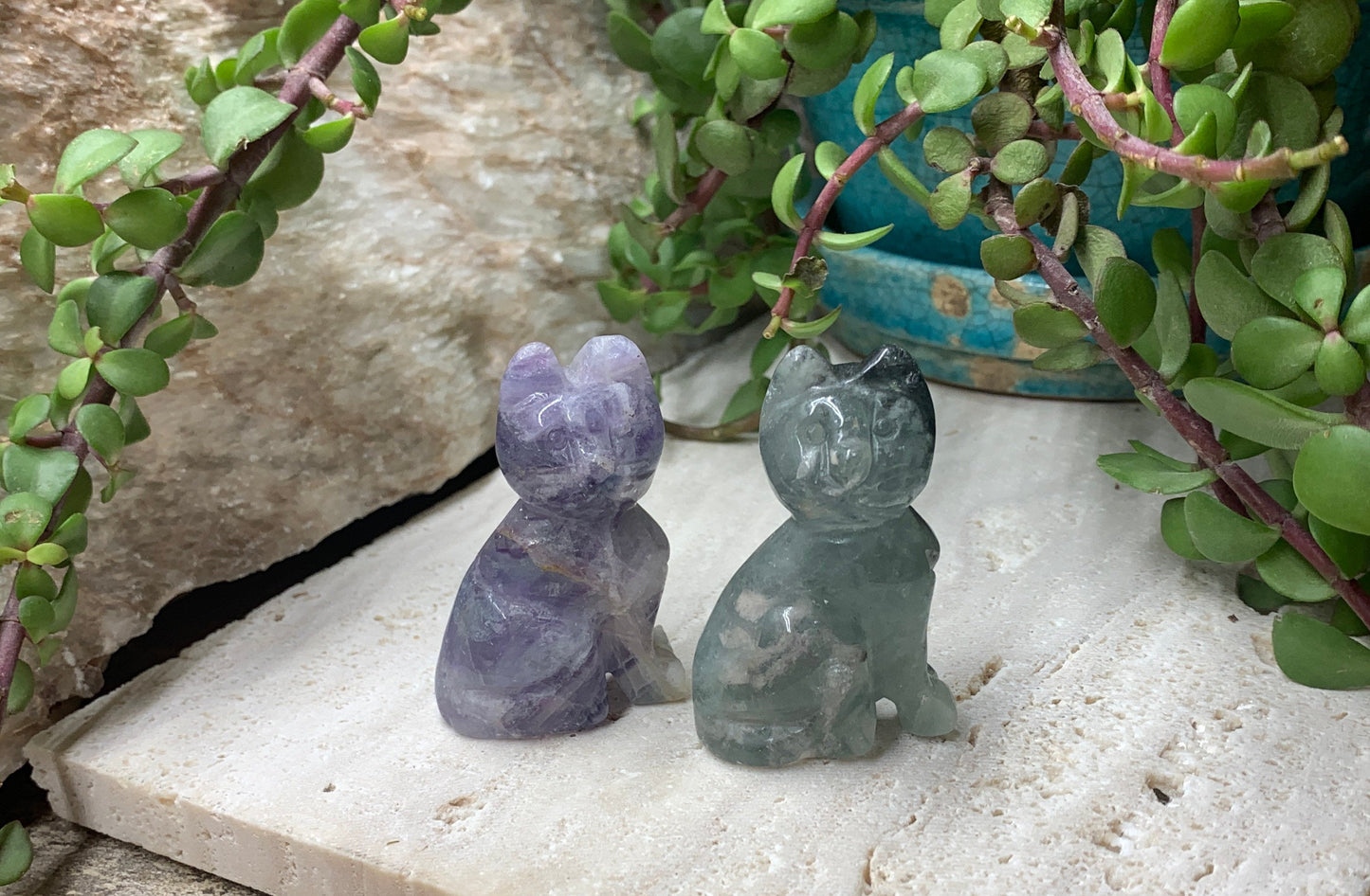 Fluorite Cat Figurine 0961