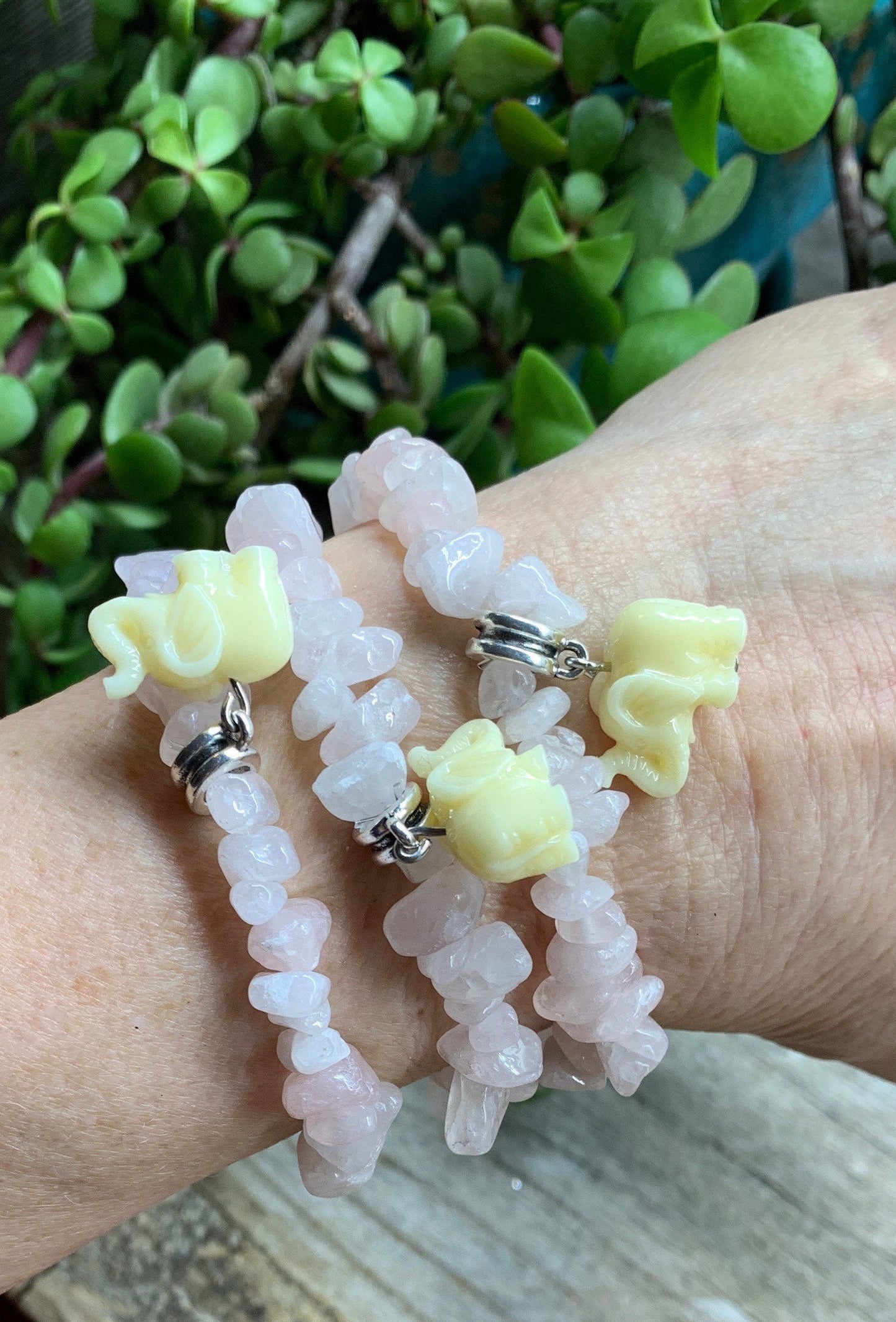 Rose Quartz Elephant Bracelet 1206