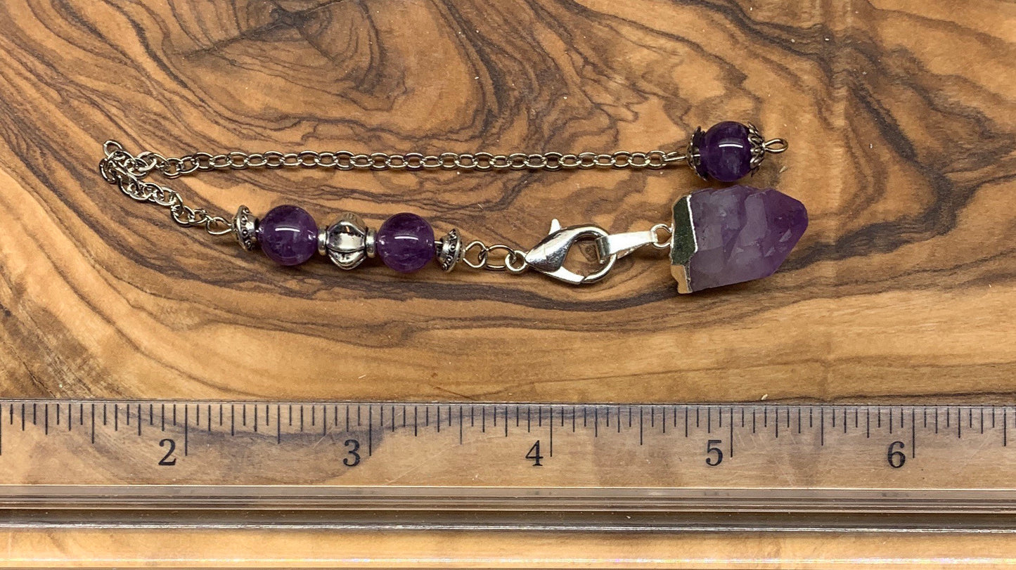 Amethyst Crystal Point Pendulum PND-0048