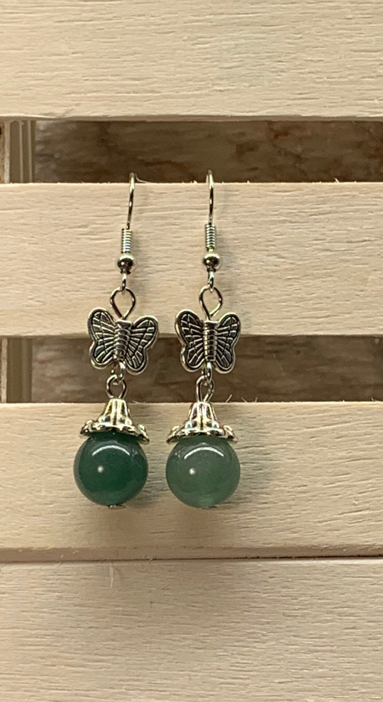 Green Aventurine Butterfly Earrings EAR-0024