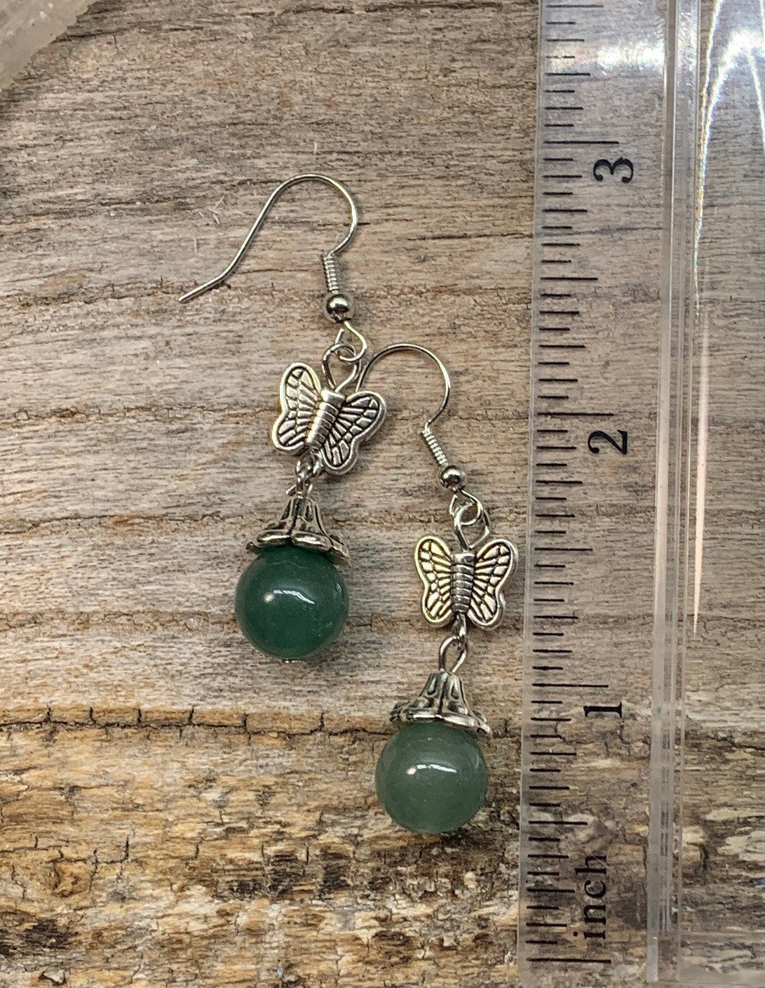 Green Aventurine Butterfly Earrings EAR-0024