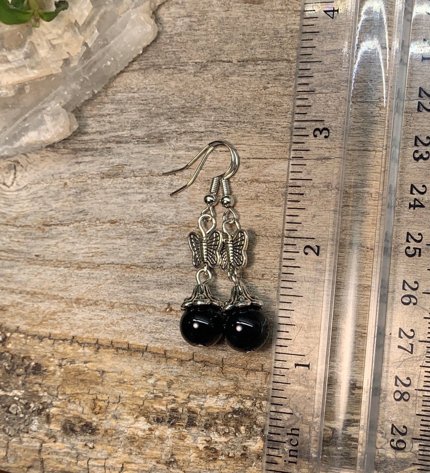 Black Obsidian Butterfly Earrings EAR-0022