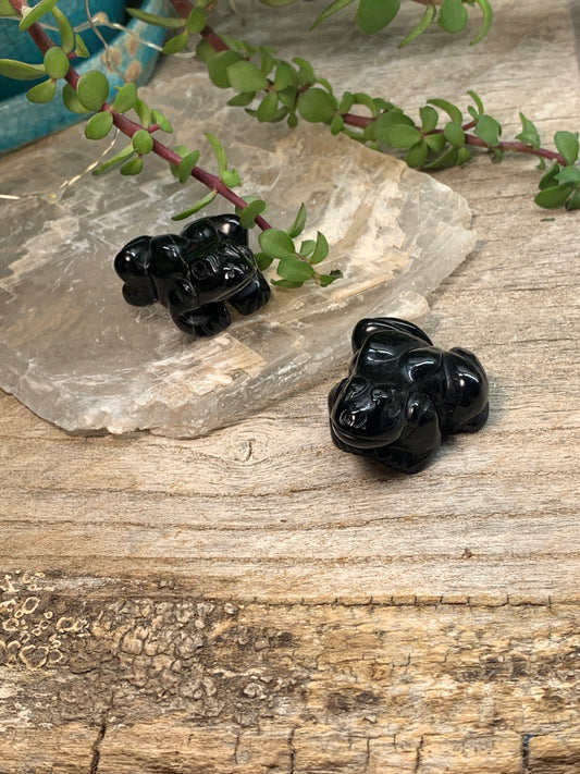 Black Obsidian Carved Frog 0110