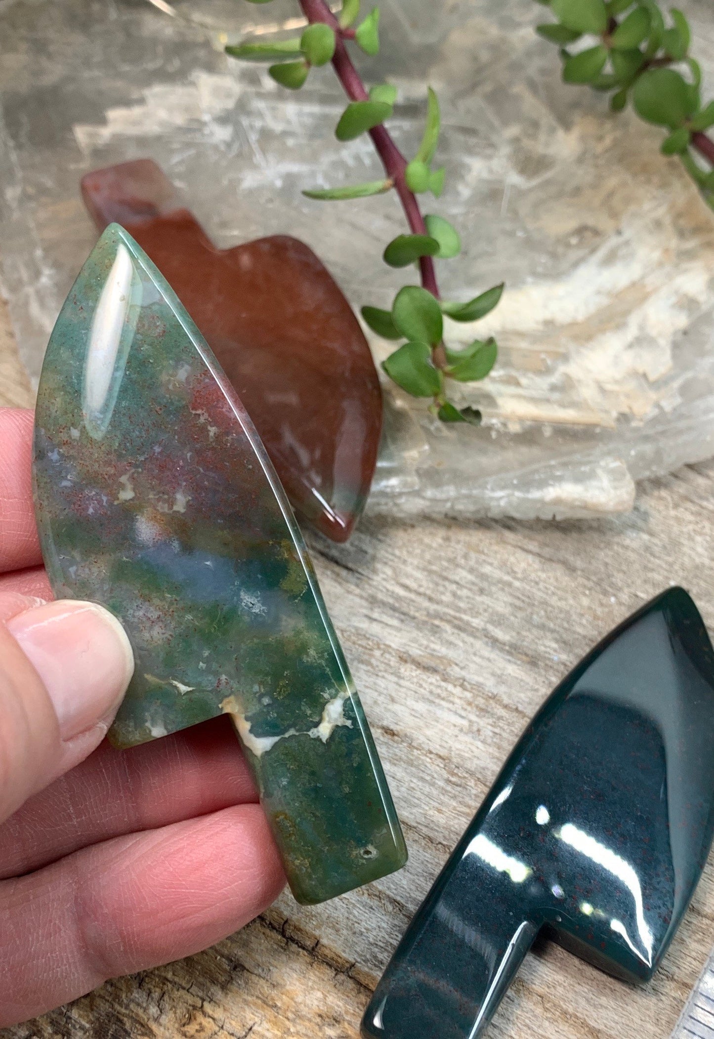 Moss Agate Cord Cutting Knife 0118