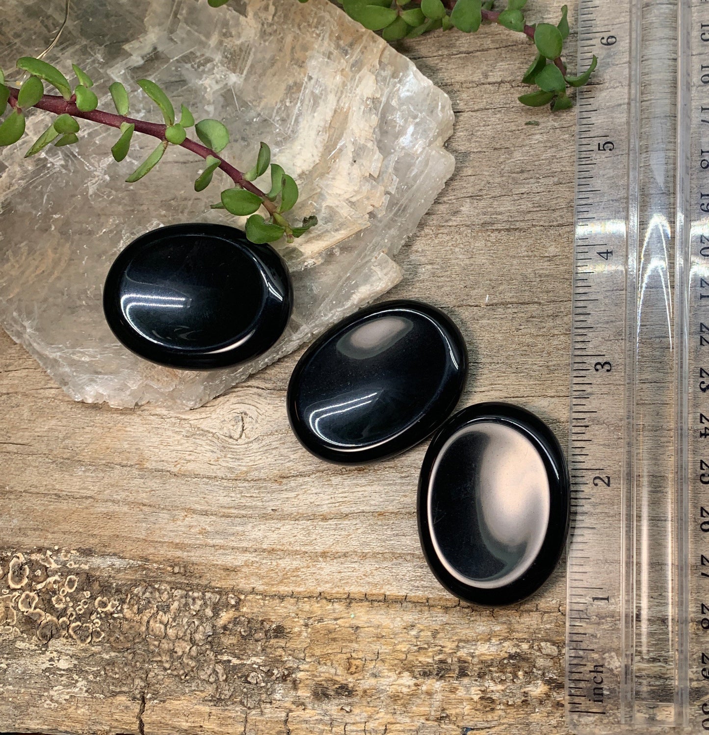 Black Obsidian Worry Stone (Approx 1 3/4" x 1 1/3")  Polished Stone for Wire Wrapping or Crystal Grid Supply 1409