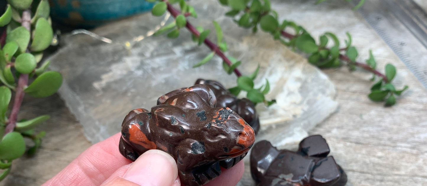 Bloodstone Jasper Carved Frog 0076