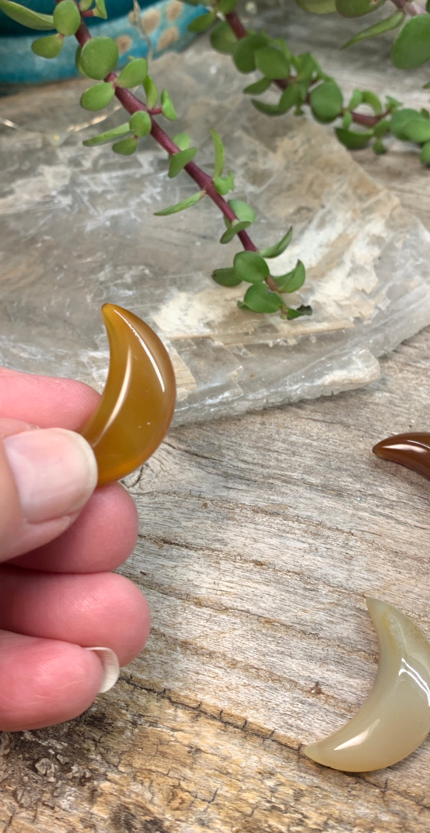 Carnelian Agate Carved Moon (Approx 1 1/8" Long) 0042