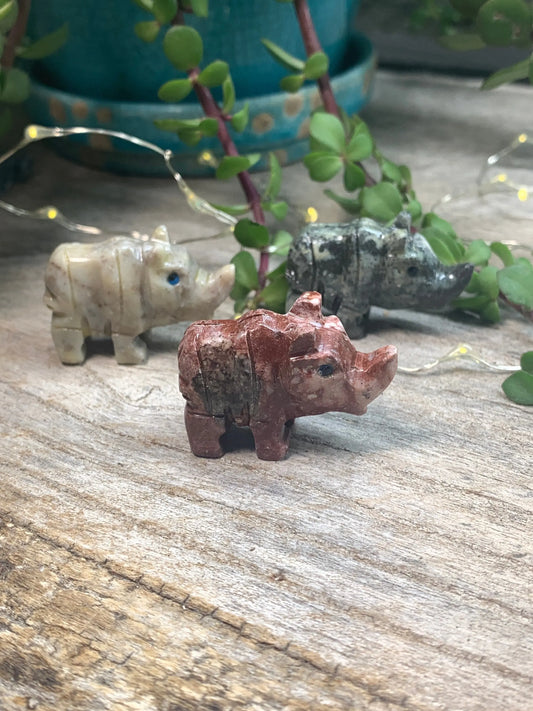 Rhinoceros Carved Soapstone (approx. 1 1/2") Figurine 0787 Shop Wholesale Crystals