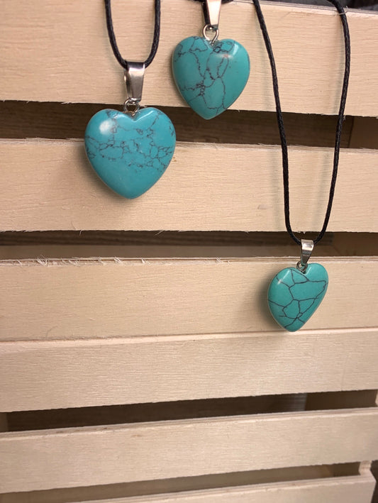 Blue Howlite Heart Necklace HOT-0475