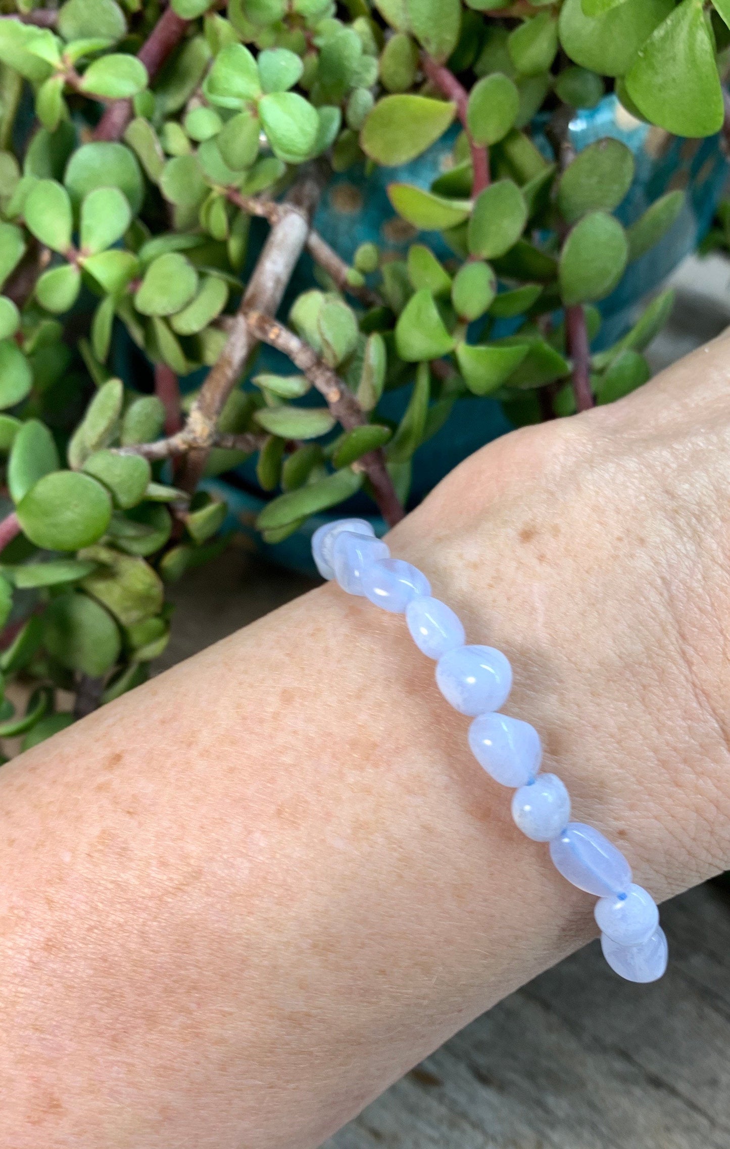 Blue Lace Agate Pebble Bracelet 1164