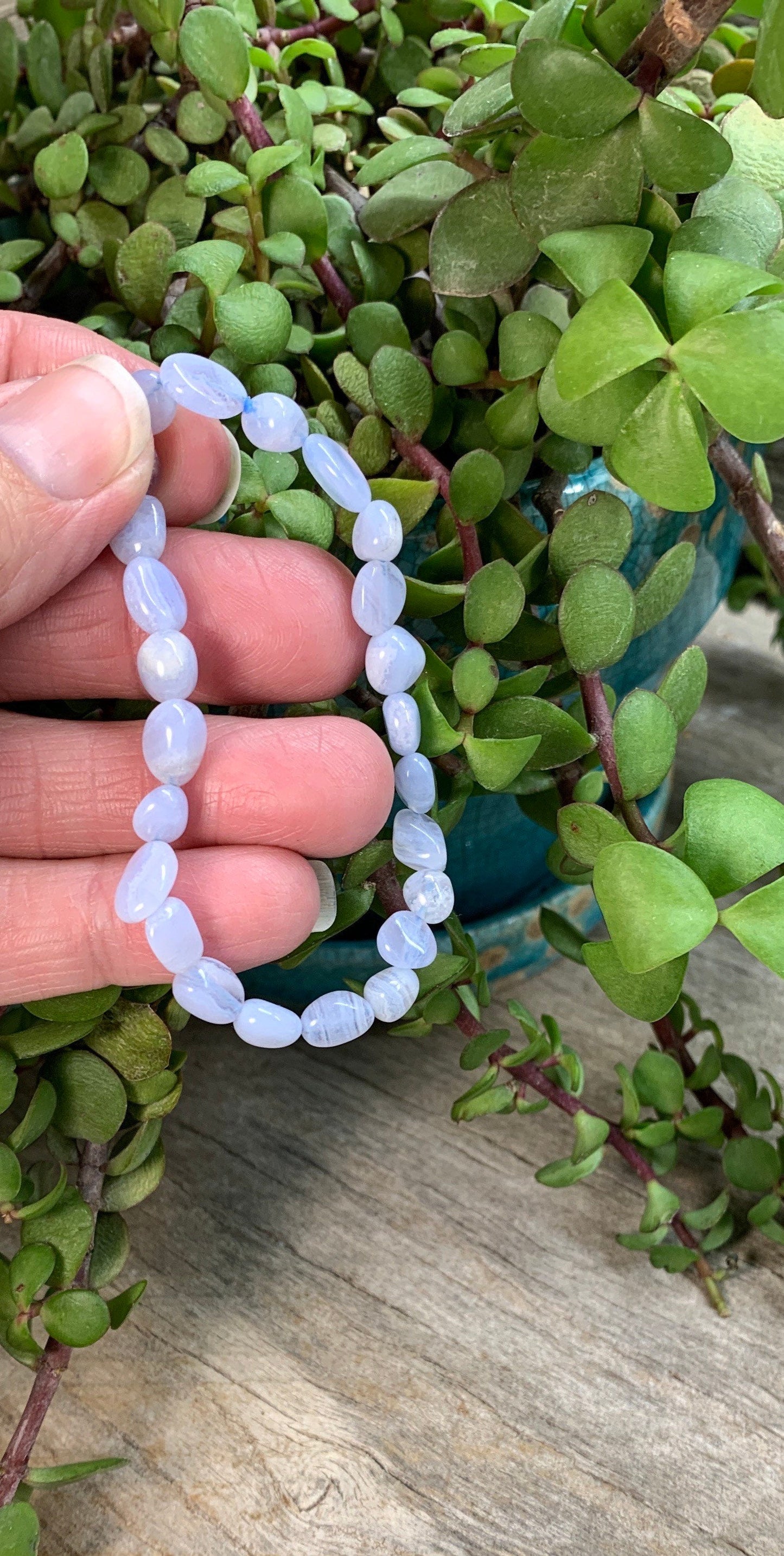 Blue Lace Agate Pebble Bracelet 1164