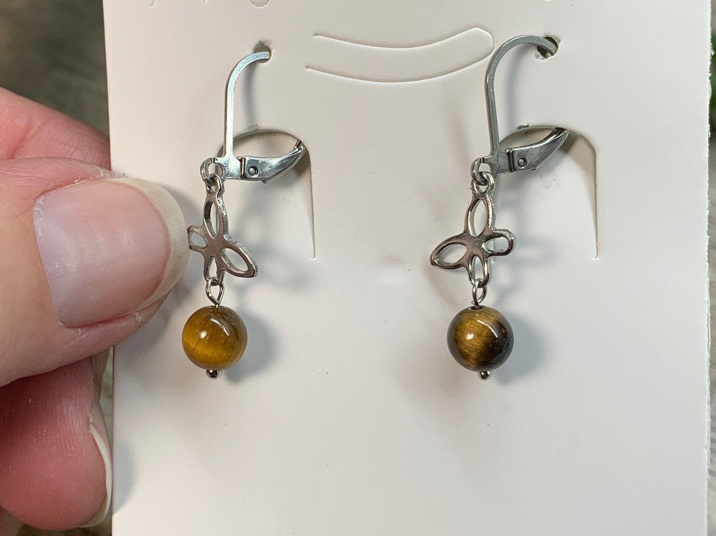 Tigers Eye Butterfly Earrings EAR-0025