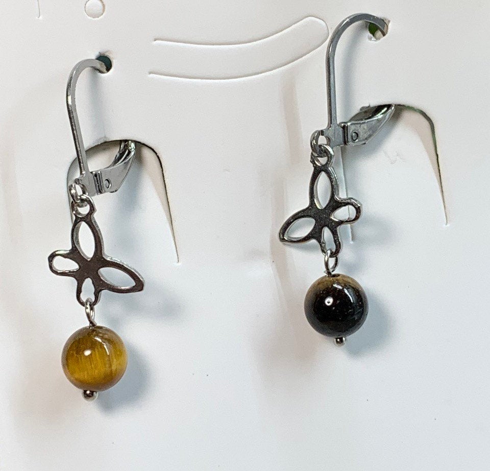 Tigers Eye Butterfly Earrings EAR-0025