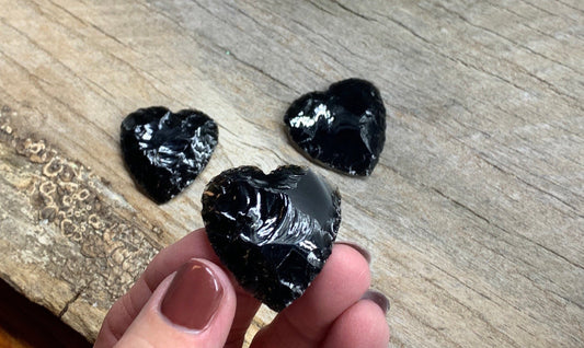 Black Obsidian Heart  (Approx. 1 1/4" - 1 1/2") 1363