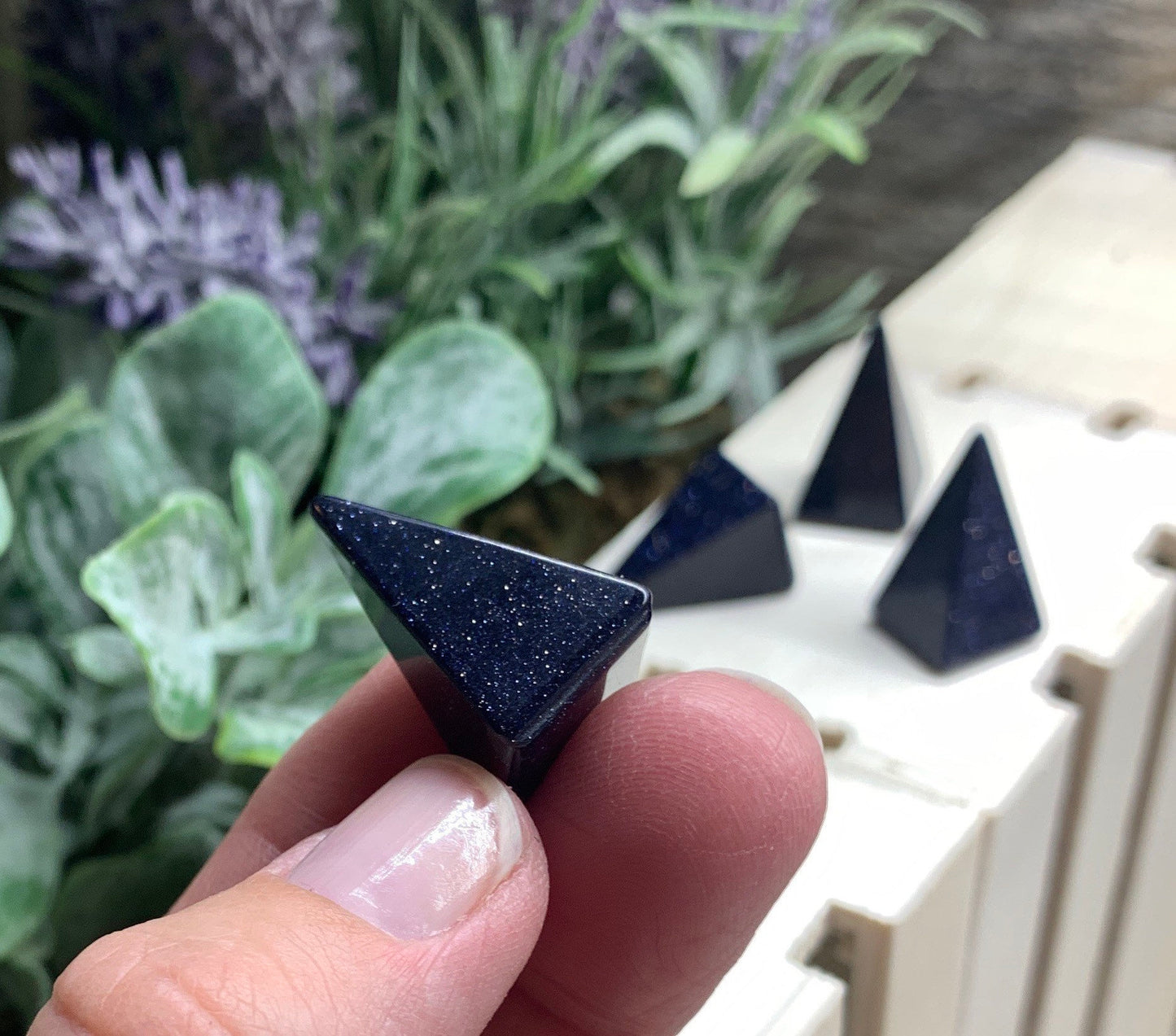 Blue Goldstone Pyramid 1” 0312