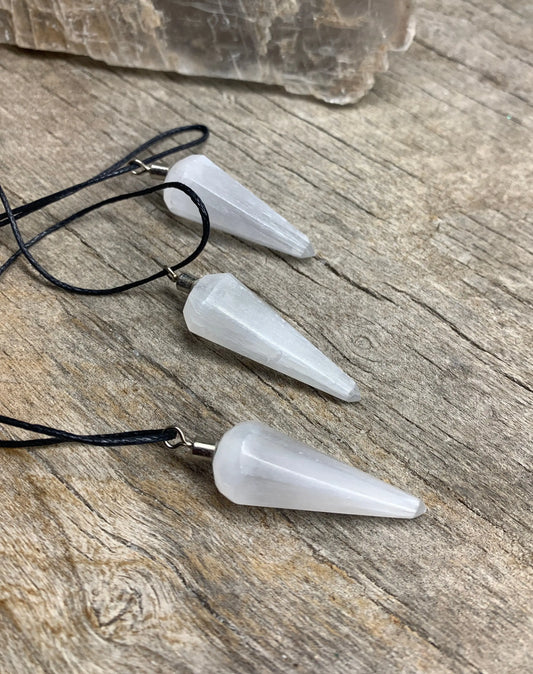 Selenite Pendulum Pendant Necklace 0929 Shop Wholesale Crystals