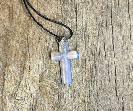 Opalite Cross Pendant Necklace 1174