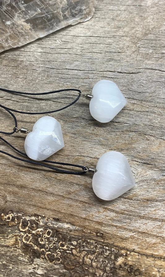 Selenite Heart Pendant Necklace 1061 Shop Wholesale Crystals