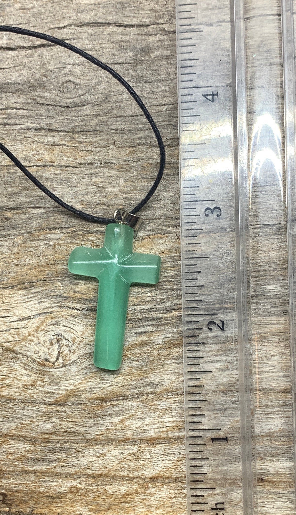 Cross Pendant Cats Eye Stone Sea Green NCK-1056