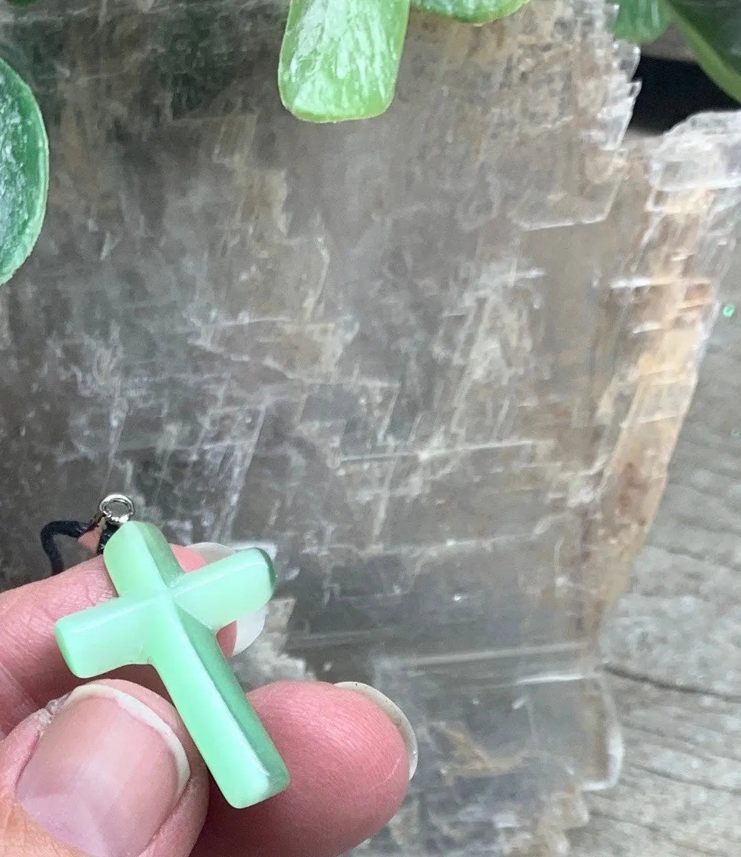 Cross Pendant Cats Eye Stone Sea Foam Green NCK-1054 Shop Wholesale Crystals