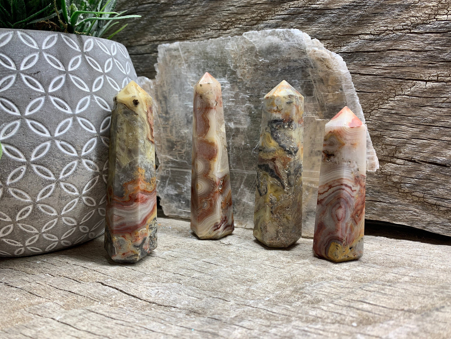 Crazy Lace Agate Obelisk 3”-3 1/2” 0857