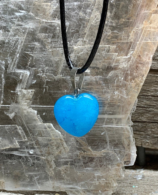 Blue Quartz Heart Necklace HOT-0571