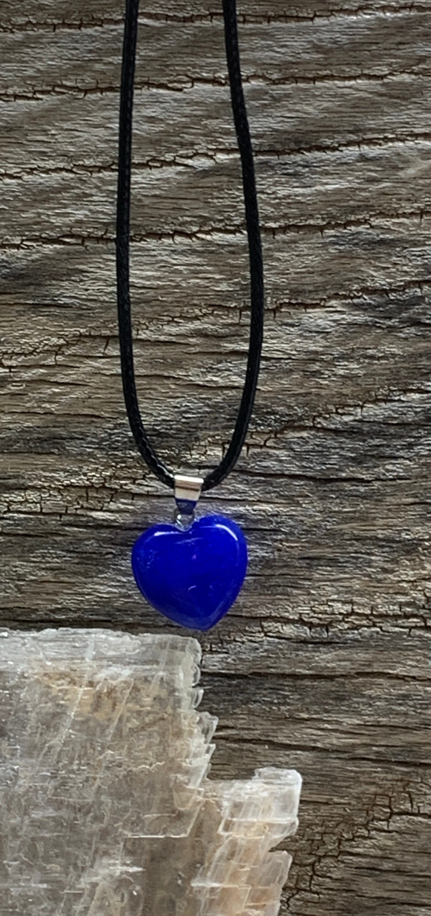 Indigo Blue Quartz Heart Necklace       HOT-0570