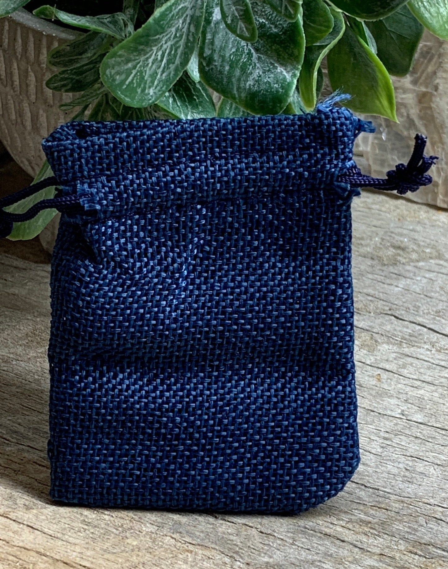 Navy Blue Tweed drawstring Bag 7cm x 9cm BAG-0032