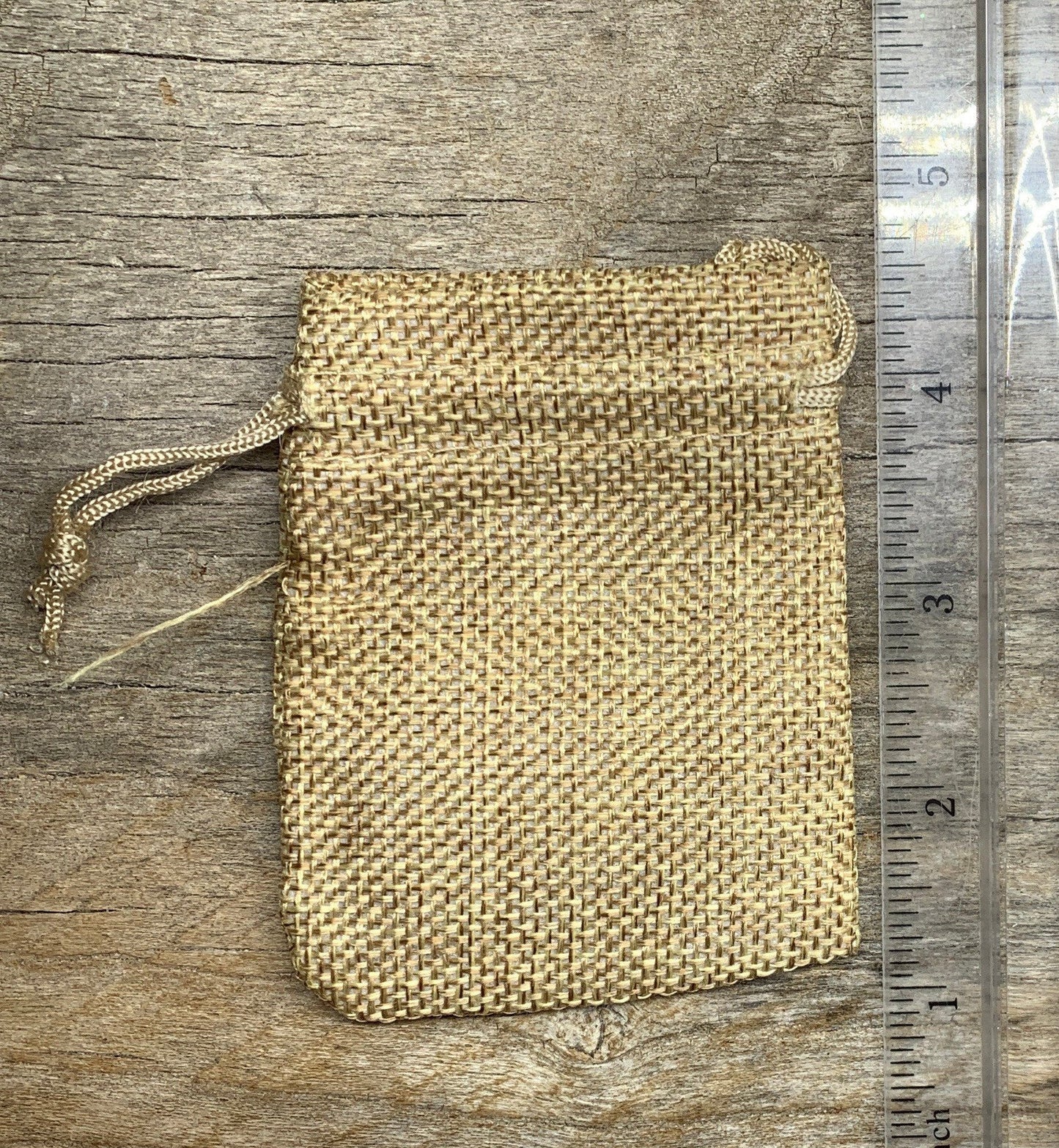 Beige Tweed drawstring Bag 7cm x 9cm BAG-0031