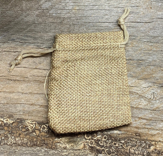 Beige Tweed drawstring Bag 7cm x 9cm BAG-0031