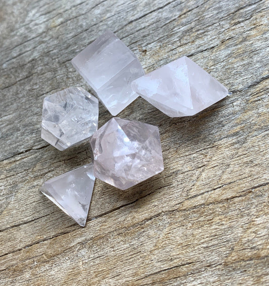 Clear Quartz Sacred Geometry 5 piece kit. ( About 5/8”) BIN-0816