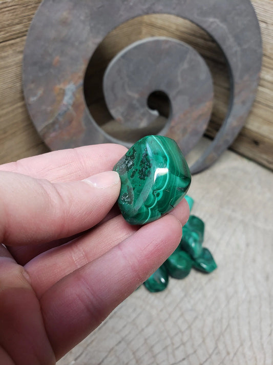 Green Malachite, Polished Tumbled Stone, 1" - 1 1/2" BIN-1411 Shop Wholesale Crystals