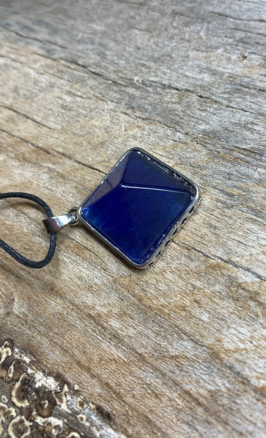 Blue Obsidian (Synthetic) Pyramid Necklace 1124