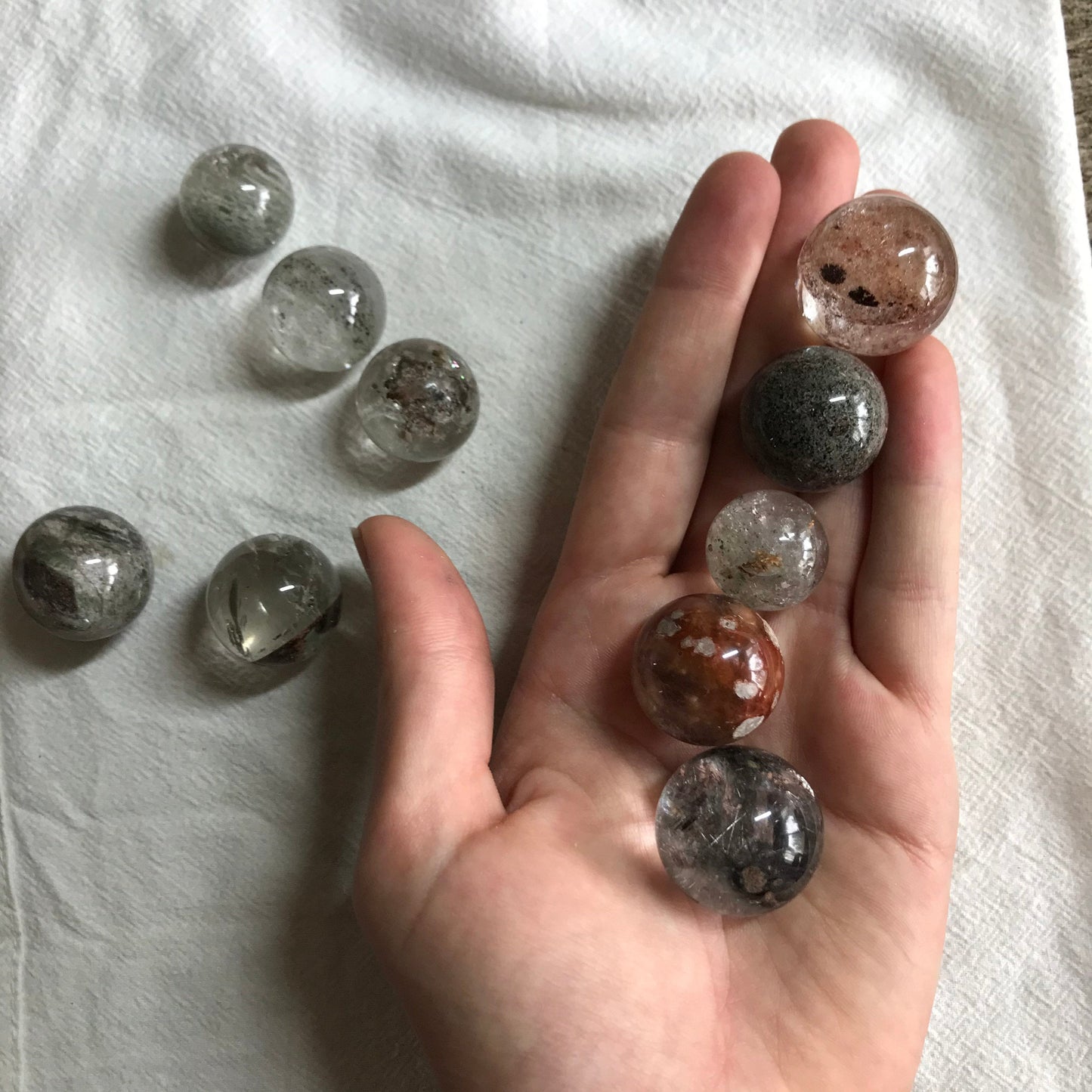 Chlorite Quartz Crystal Sphere (Approx 1/2" - 5/8") Polished Stone Ball, for Crafts or Crystal Grid Supply 1453