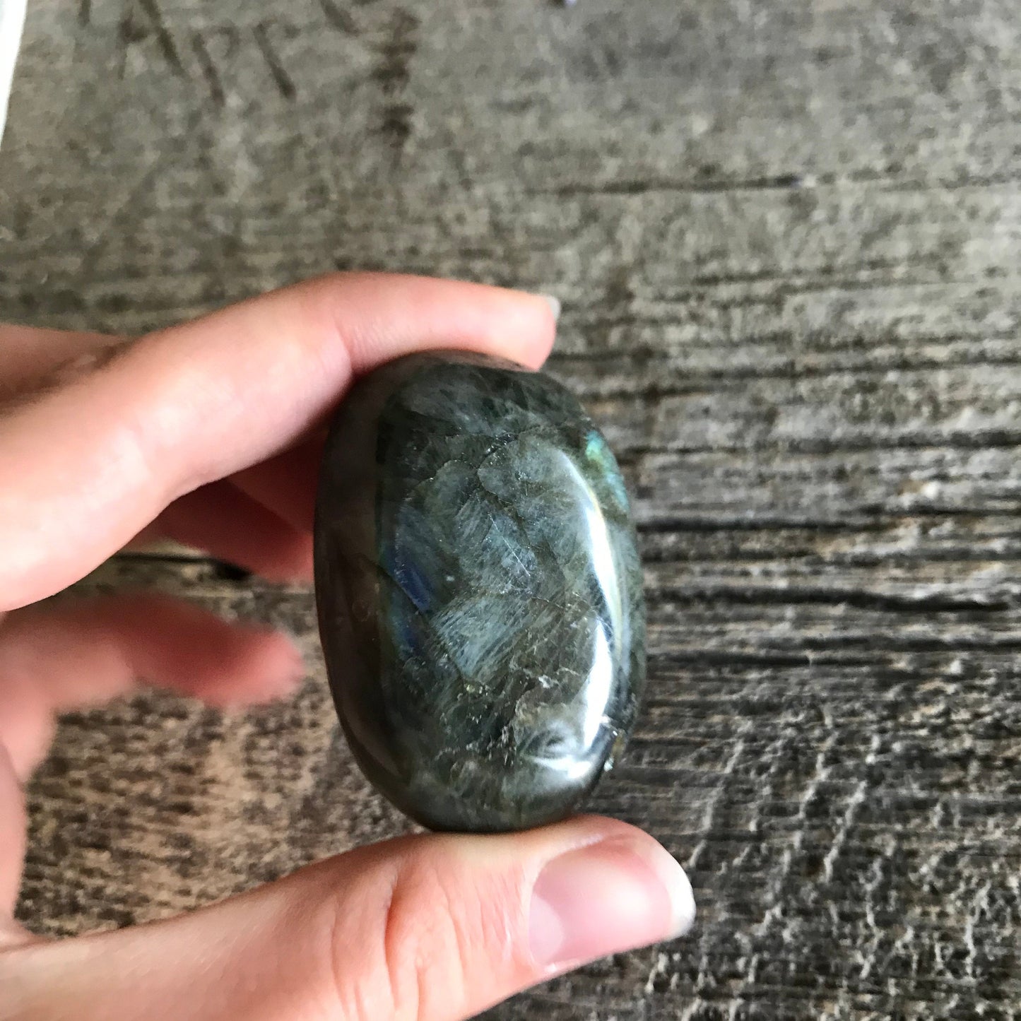 Labradorite Palm Stone, Approx  1 3/4" x 2 1/4", Flash, Beautiful 1566