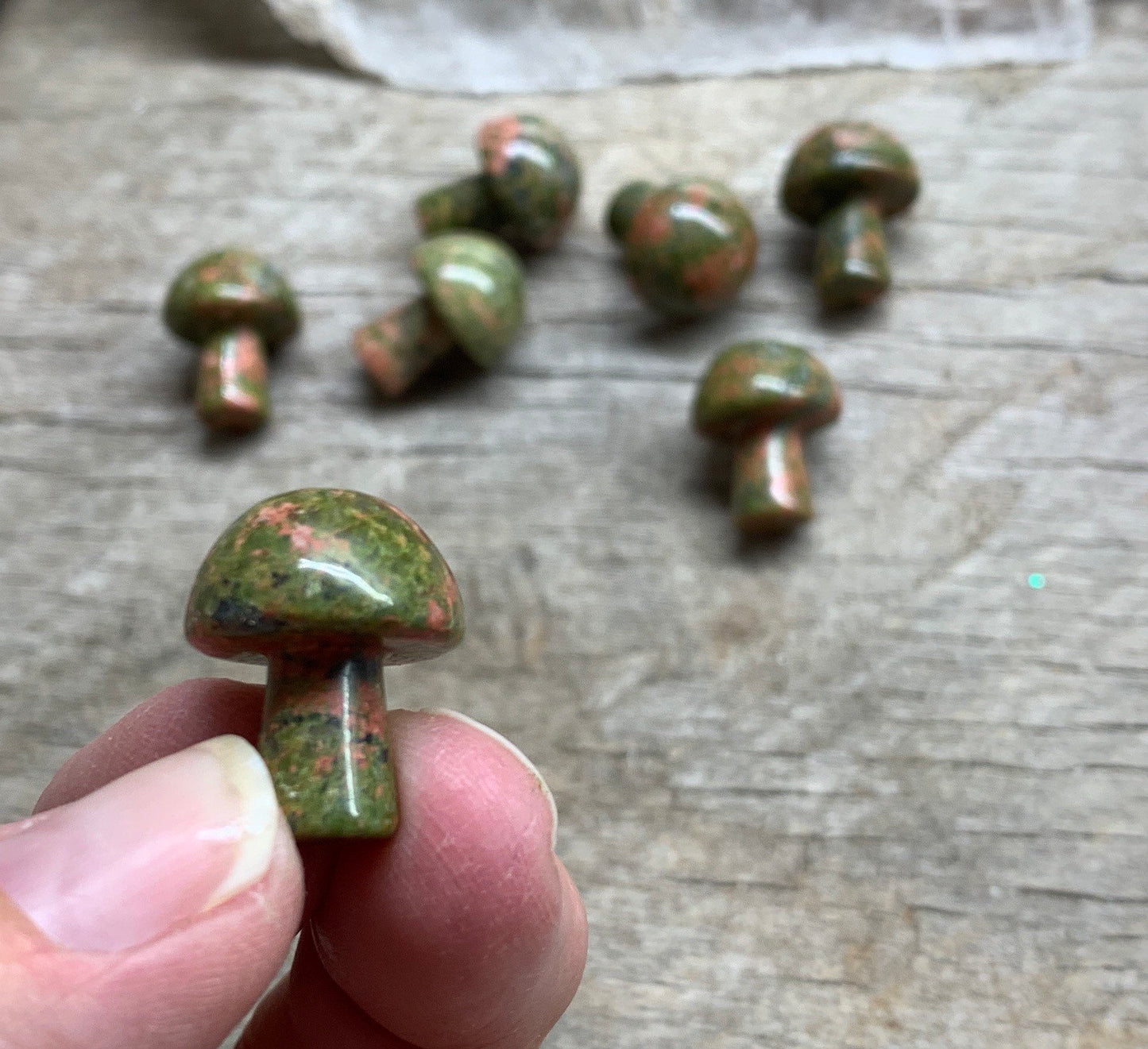 Unakite Jasper Mushroom (Approx. 5/8”x 3/4”) 0007