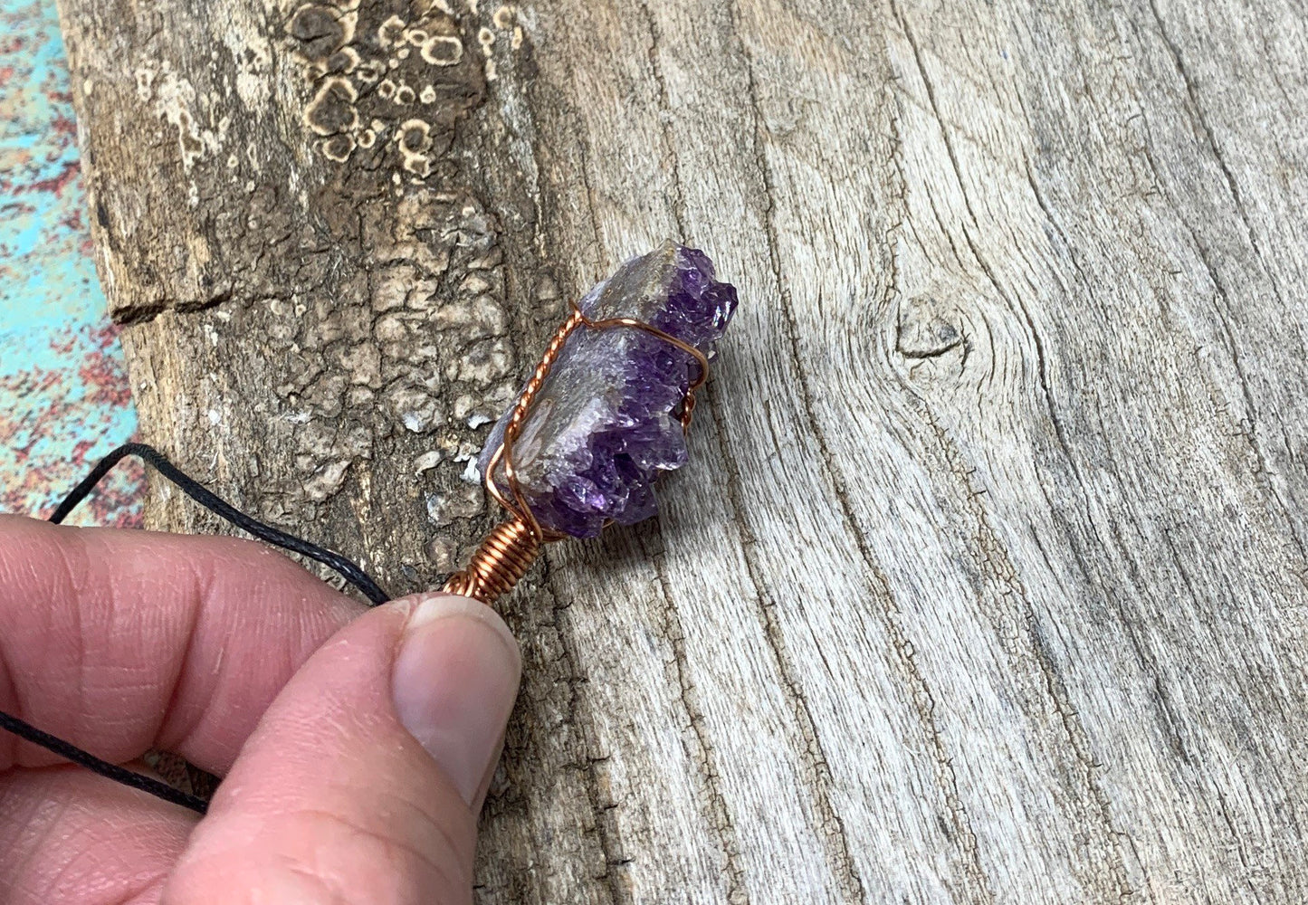 Amethyst Cluster Wire Wrapped Necklace NCK-1211 Handmade, Beautiful