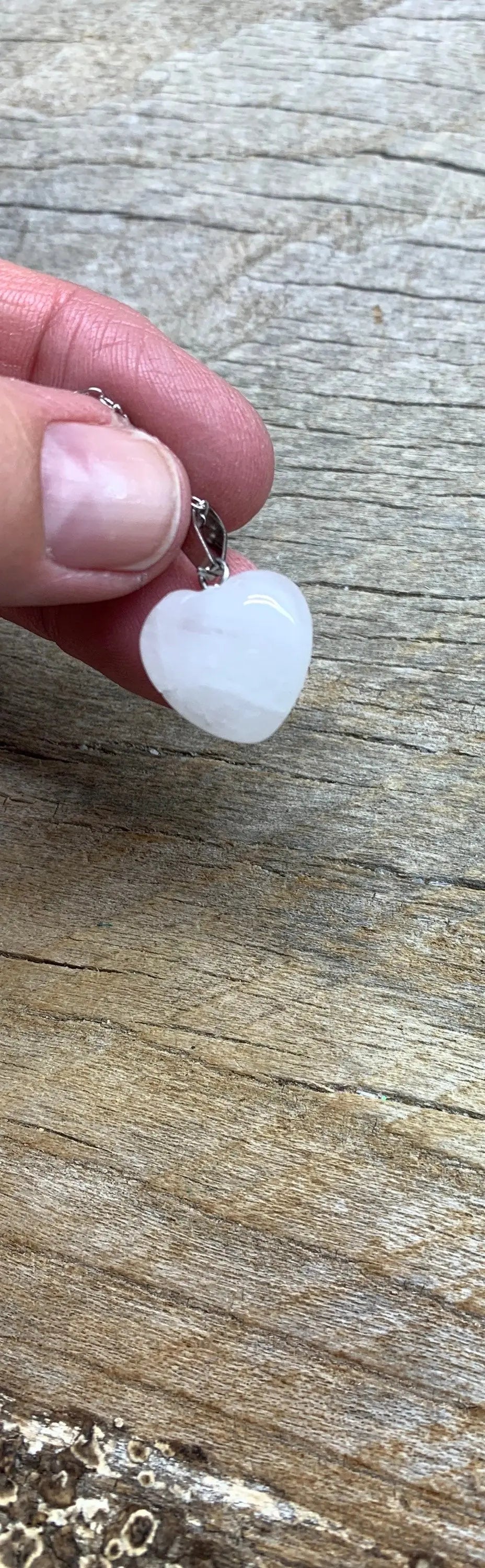 White Quartzite Heart Necklace NCK-1183      18” chain Shop Wholesale Crystals